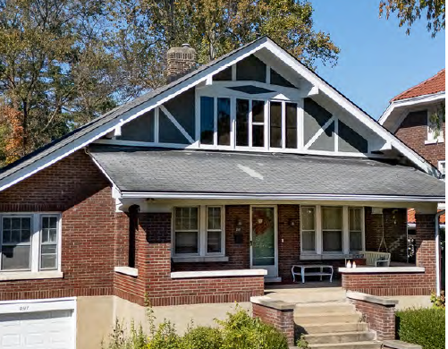 The front of 2117 Eastern Parkway, a 1913 Arts and Crafts house