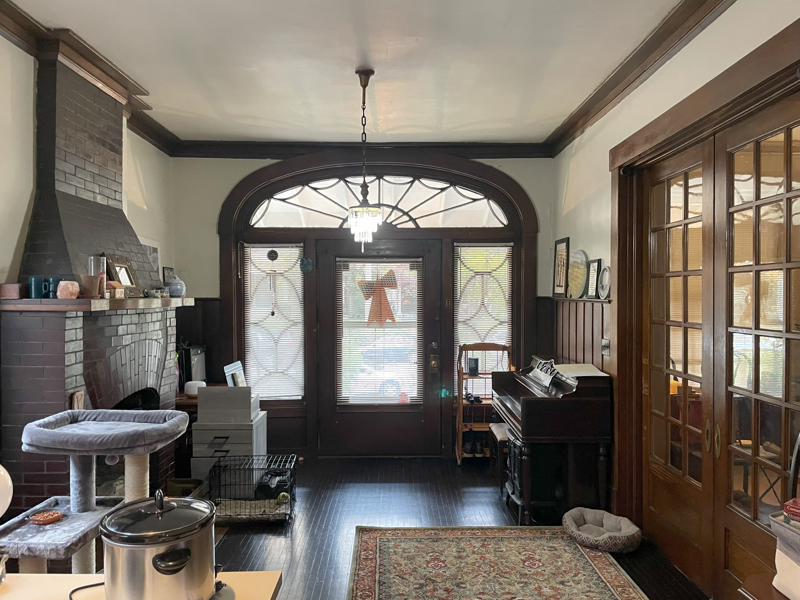 The kitchen looking towards the front entrance in apartment 1 at 1264 Cherokee Road