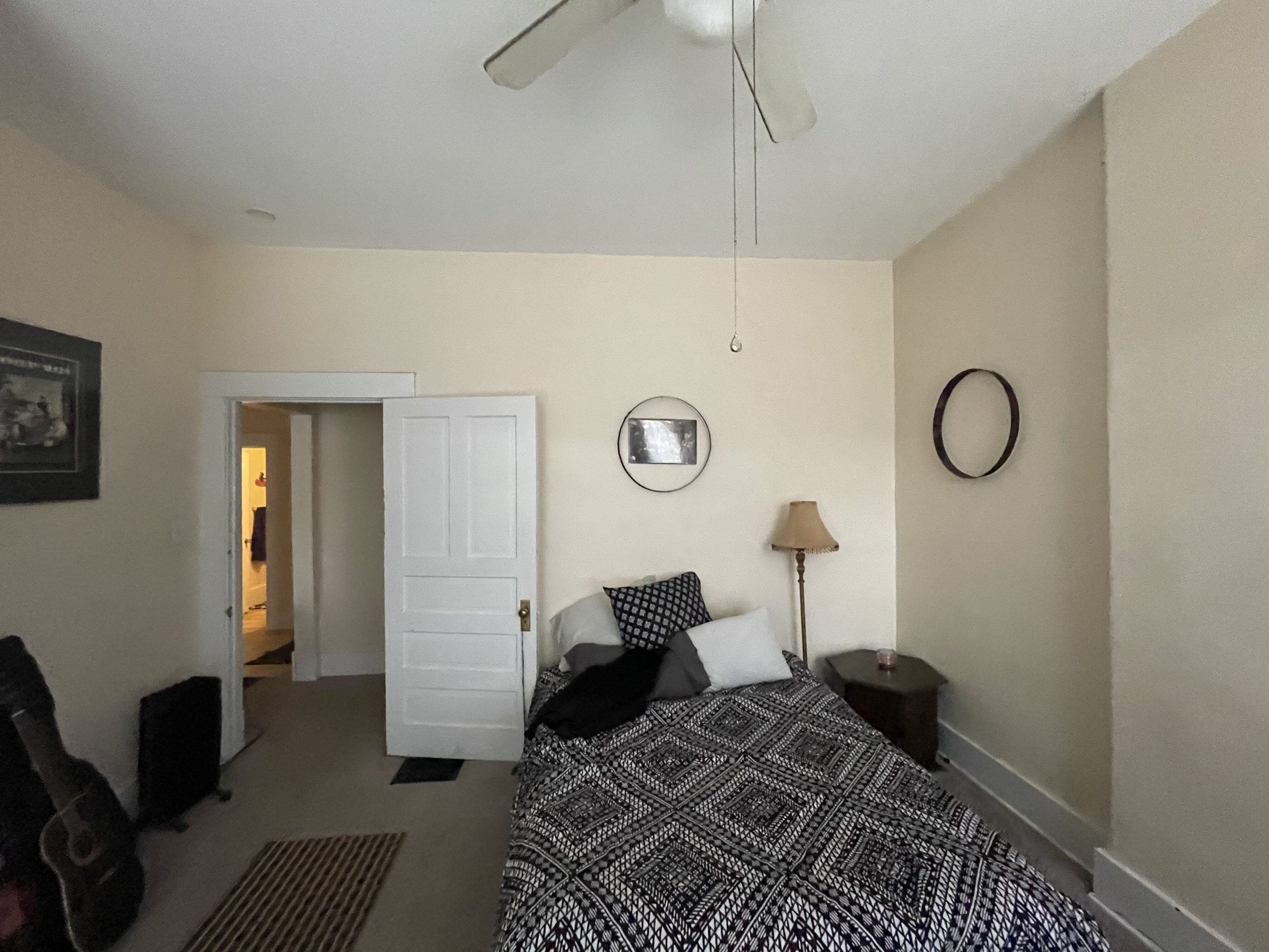 The bedroom facing the door in apartment 3 at 1264 Cherokee Road