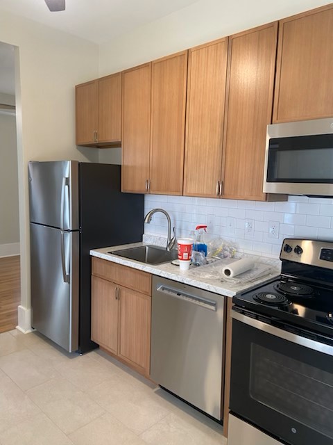 The remodeled kitchen in apartment 2 at 1264 Cherokee Road